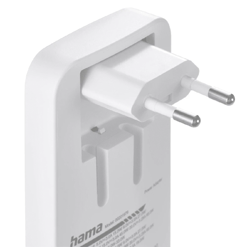 Hama 65W GaN, 2X USB-C, 1X USB-A, balta