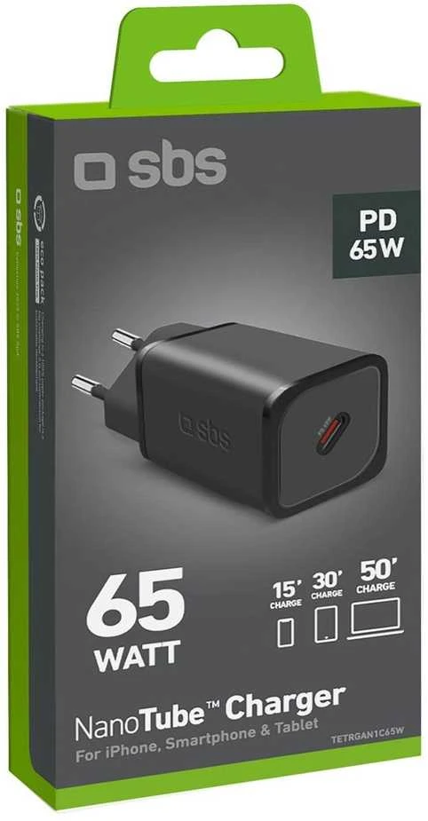 SBS TETRGAN1C65W 65W GaN Power Delivery įkroviklis – juodos spalvos