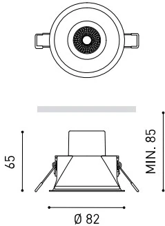 6,5W įleidžiamas šviestuvas SHOT LIGHT, juodas, 3000K, 38°, su maitinimo šaltiniu