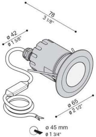 6,5W LED įleidžiamas į žemę šviestuvas INC 50, pilkos sp., 2700K
