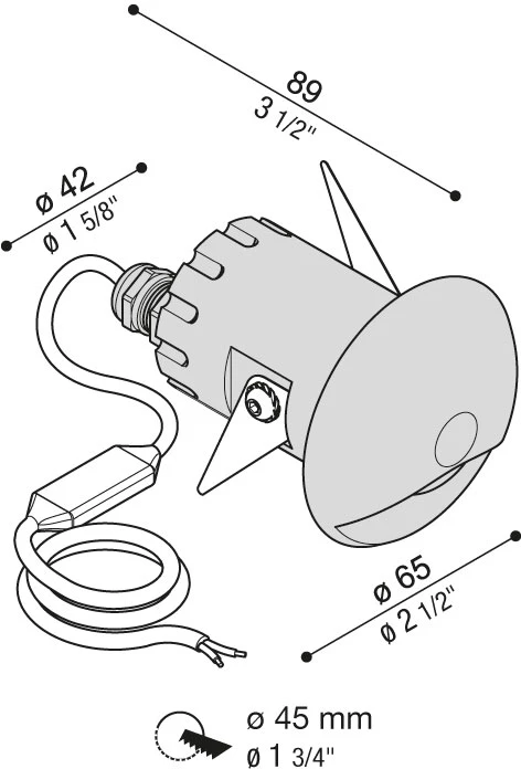6,5W LED įleidžiamas lauko šviestuvas CNC 50 TOP L, pilkas, 3000K