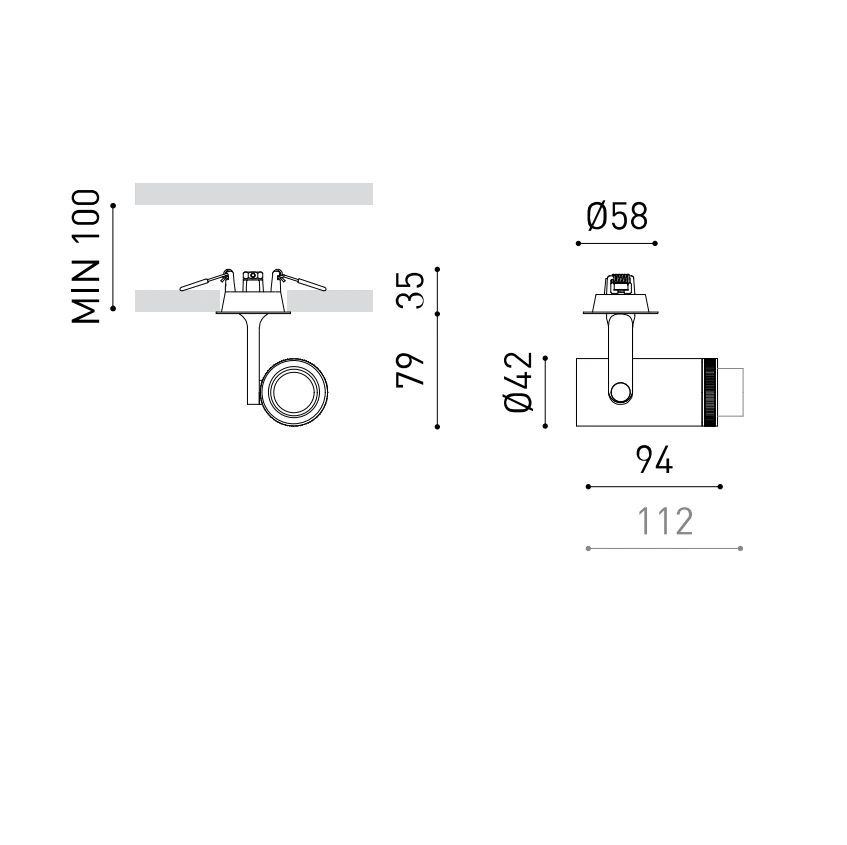 6,5W LED įleidžiamas šviestuvas PLUS MINI, juodas, 2700K, DALI