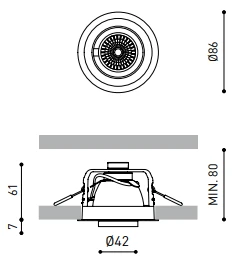 6.5W LED įleidžiamas šviestuvas POP UP, 2700K (šiltai balta), juodas, dimeriuojamas PUSH