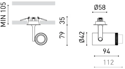 6,5W LED įleidžiamo montavimo šviestuvas PLUS MINI RECESSED, juodas, 2700K, 10°-41°