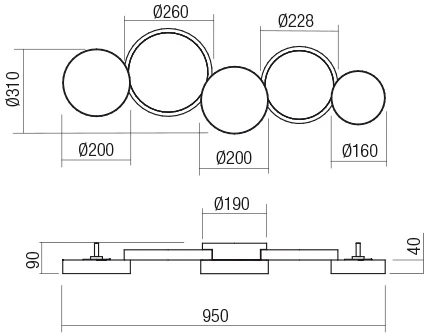 Lubinis šviestuvas 65W LED paviršinis šviestuvas CRONOS, bronzos sp., 3000K, dimeriuojamas, 01-2540