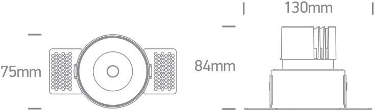 6,5W LED užglaistomas šviestuvas, juodas, 3000/3500/4000K, IP54, dimeriuojamas, 10107BT/B/V