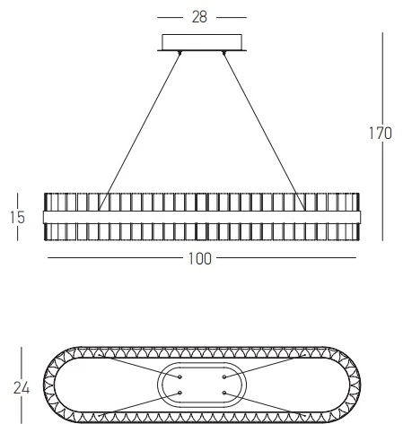 68W LED pakabinamas šviestuvas, aukso sp., 3000K, dimeriuojamas, 22041