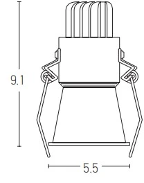 6W LED įleidžiamas šviestuvas, juodas, 3000K, S074