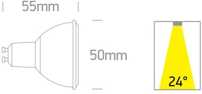 6W LED lemputė, GU10, MR16, 3000K, 7306CG/W/24