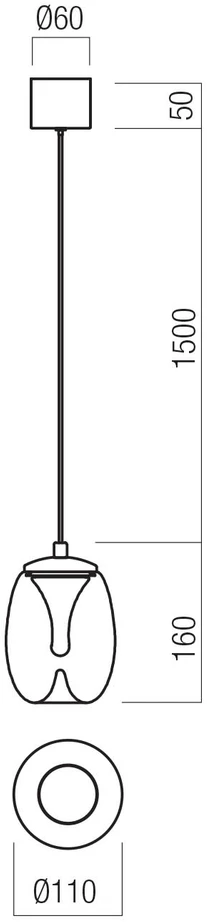 6W LED pakabinamas šviestuvas DROP, juodos/dūmų sp., 3000K, 01-3926