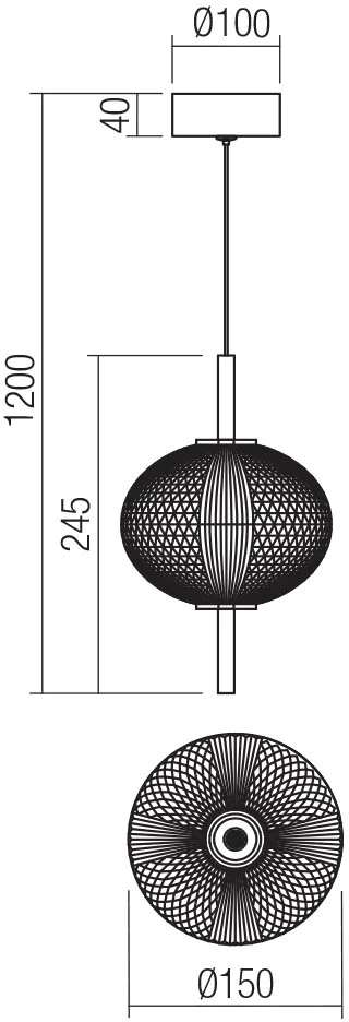 6W LED pakabinamas šviestuvas VENTURA, juodas, 3000K