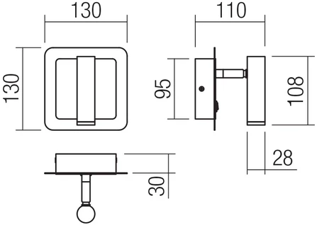 6W LED sieninis šviestuvas CLOSER, juodos/žalvario sp., 3000K