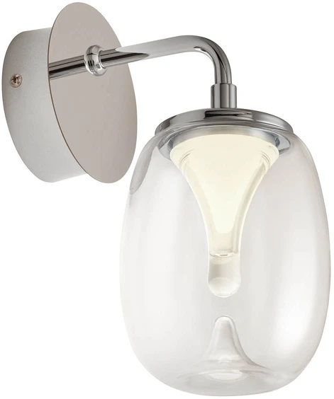 6W LED sieninis šviestuvas DROP, chromo sp./skaidrus, 3000K, 01-3923