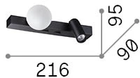 6W LED sieninis šviestuvas PING PONG, žalvario sp., 3000K, 336671