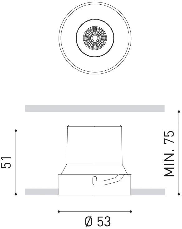 6W LED užglaistomas šviestuvas SHOT LIGHT S, baltas, 3000K