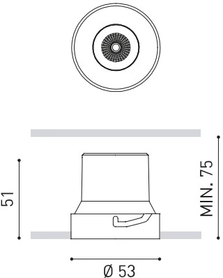 6W LED užglaistomas šviestuvas SHOT LIGHT S, juodas, 3000K, 18°