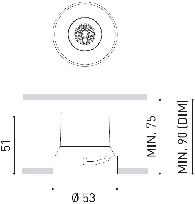 6W LED užglaistomas šviestuvas SHOT LIGHT S, baltas, 3000K, 39°, DALI