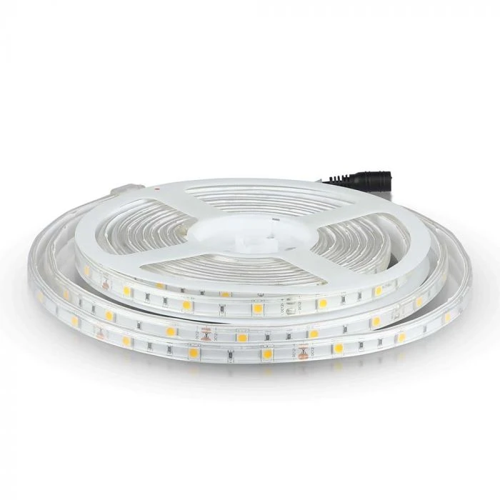 V-tac 6W/m LED juosta, 30LED/m, 3000K, IP65, 5 metrų ritė