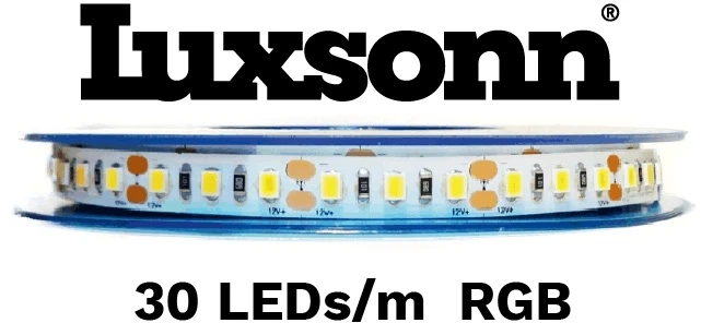 6W/m LED juosta LUXSONN, 5050, 30 LED/m, RGB, IP20, 12V, 5m ritė