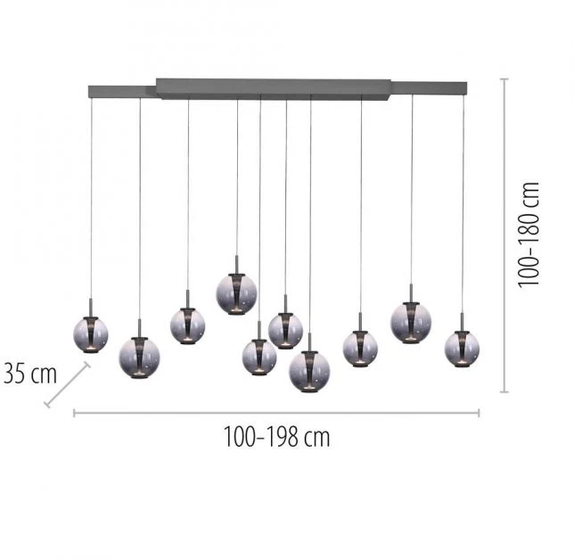 70W LED pakabinamas šviestuvas E-INFINITY, pilkos sp., 2200-5000K, dimeriuojamas, reguliuojamo ilgio