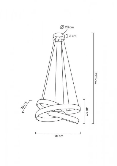 70W LED pakabinamas šviestuvas WAVE, chromo sp., 3000K, 75cm