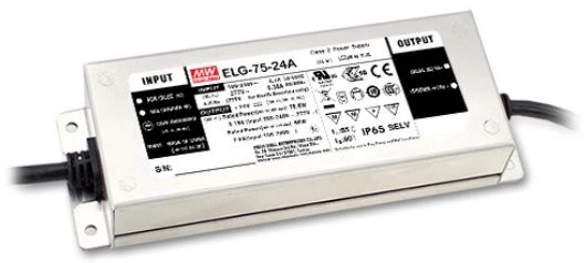 75W impulsinis maitinimo šaltinis MEAN WELL, 24V, 3.15A, valdomas DALI, PFC, IP67