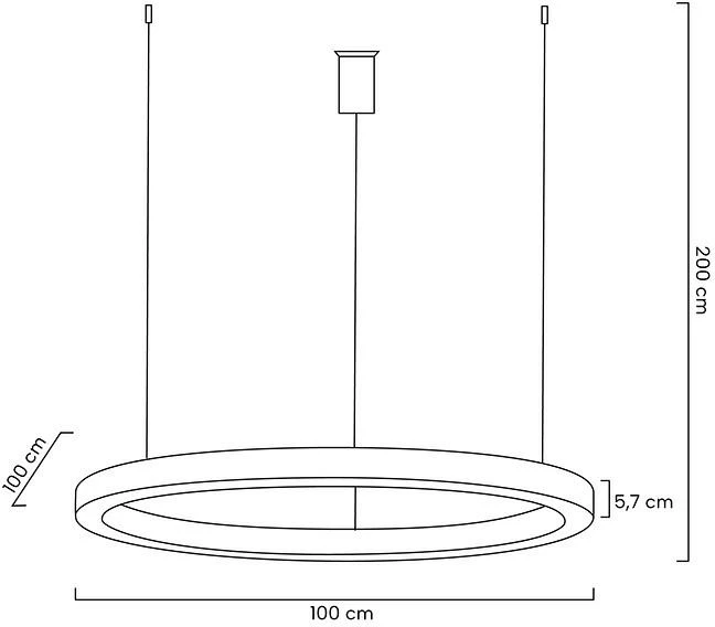 75W LED pakabinamas šviestuvas RING 100, sidabro sp., 3000K