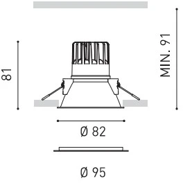 7W įleidžiamas šviestuvas SWAP, matinės baltos sp., 3000K, 46°, IP65, CRI97, su maitinimo šaltiniu