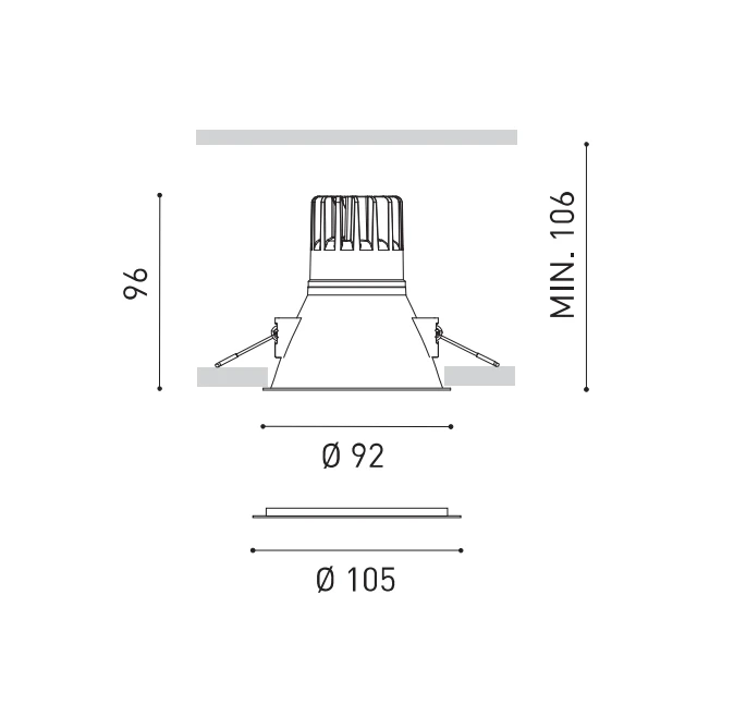 7W LED įleidžiamas šviestuvas SWAP, matinės juodos sp., 3000K, 40°