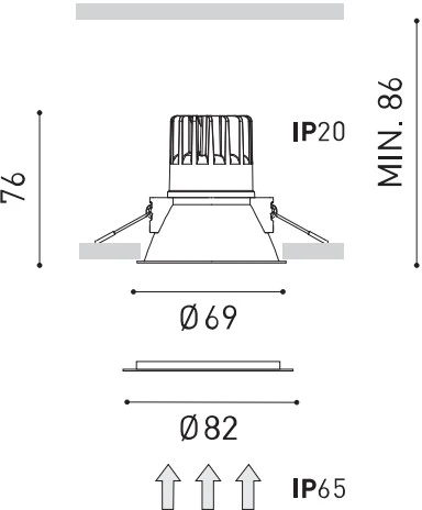 7W LED įleidžiamas šviestuvas SWAP S, baltas, 3000K, IP65, dimeriuojamas