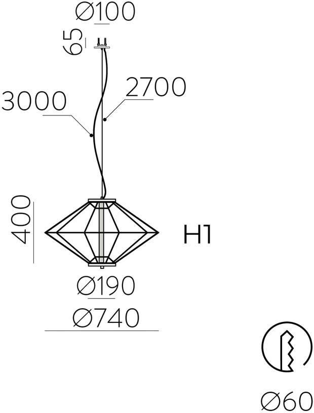 7W LED įleidžiamo montavimo pakabinamas šviestuvas TOTEM, juodas, 2700K, E4050290N