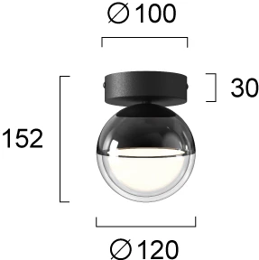 7W LED lubinis šviestuvas ZIREA, tamsaus chromo sp./skaidrus, 3000K, 4330100