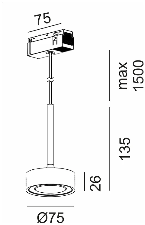 7W LED pakabinamas šviestuvas SOL MINI P į magnetinę sistemą IN_LINE, baltos/juodos sp., 3000K, 48V, 24°