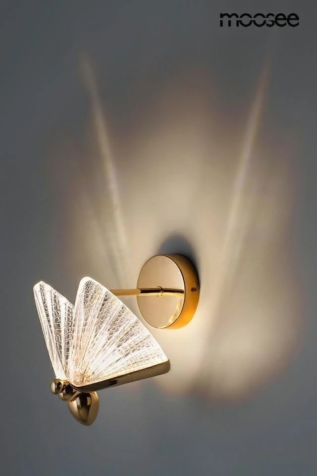 7W LED sieninis šviestuvas BUTTERFLY S, aukso sp., 3000K