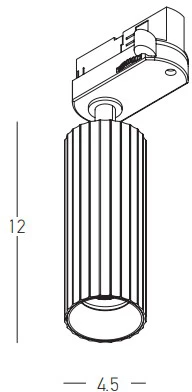 7W LED šviestuvas į 3 fazių bėgelius, juodas, 3000K, S116