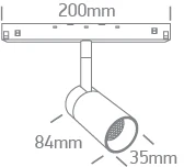 7W LED šviestuvas į magnetines sistemas MINI/MIDI/MAXI/P&P, baltas, 3000/3500/4000K, 48V, 38°, 42138/W/V