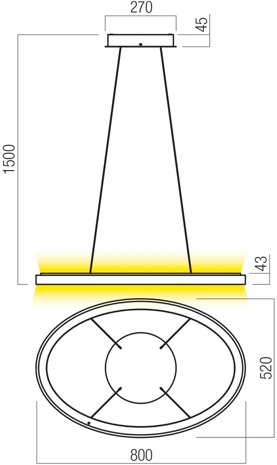 80W LED pakabinamas šviestuvas NOBU, baltas, 3000/4000K, dimeriuojamas, 01-3812