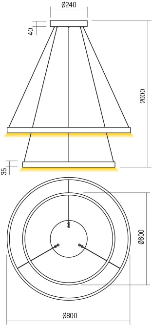 82W LED pakabinamas šviestuvas FEBE, baltas, 4000K, dimeriuojamas, 01-2894