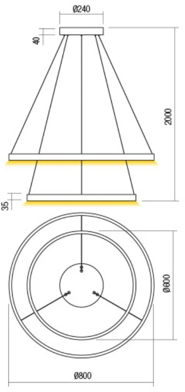 82W LED pakabinamas šviestuvas FEBE, baltas, 3000K, dimeriuojamas, 01-2893