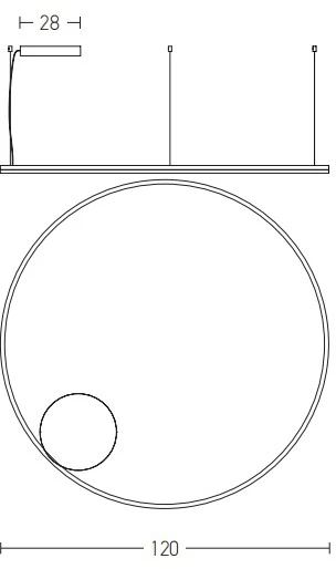84W LED pakabinamas šviestuvas, baltas, 3000K, dimeriuojamas, 20265
