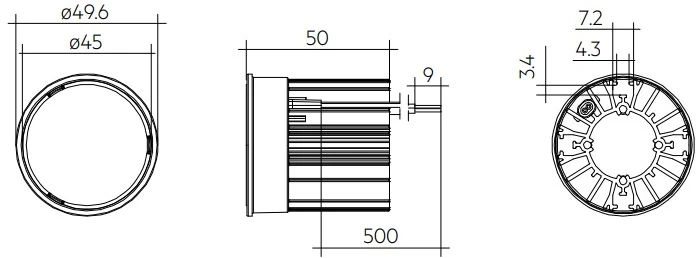 8,5-12W LED modulis/įleidžiamas šviestuvas SLA DC SNC3, juodas, 3000K, 24°, 50mm
