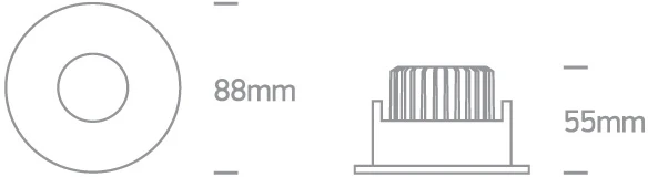 8W LED įleidžiamas šviestuvas, juodas, 3000K, 10108H/B/W
