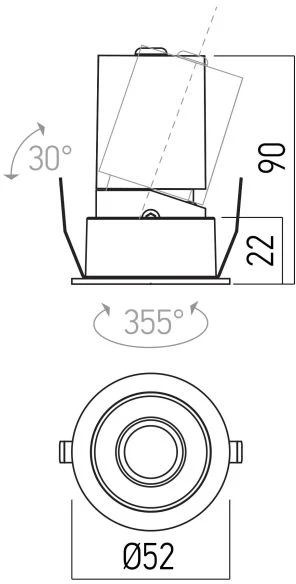 8W LED įleidžiamas šviestuvas XSLICK, baltas, 3000K