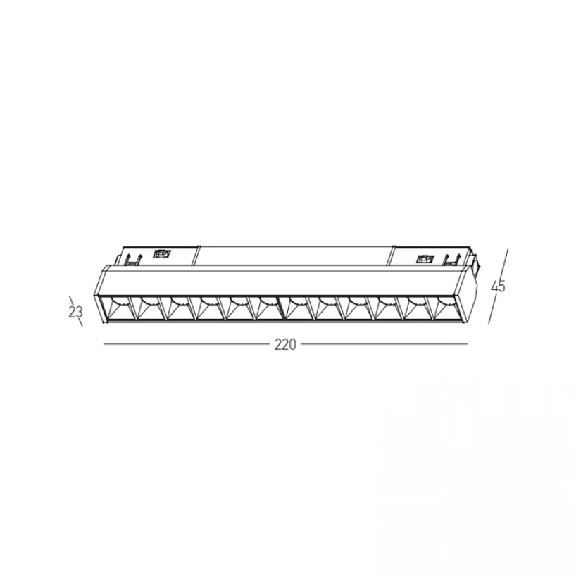 8W LED linijinis šviestuvas į magnetinę sistemą ZAMBELIS MAGNETIC, tamsaus sidabro sp., 2700/3000/4000K, DALI, 25355
