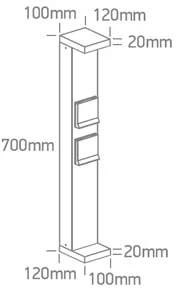 8W LED pastatomas lauko šviestuvas, antracito sp., 4000K, IP65, su 2 kištukiniais lizdais, 67508B/AN/C