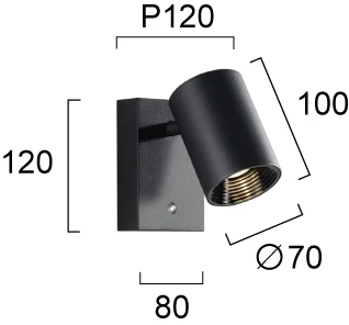 8W LED sieninis šviestuvas MELINA, juodas, 3000K, dimeriuojamas, 4335200