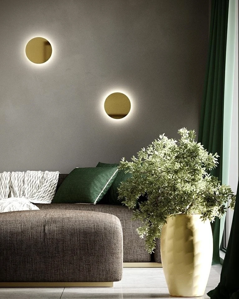 8W LED sieninis šviestuvas SHADOW SUN 30, aukso sp., 3000K, su jutikliu - šviestuvas įjungiamas/išjungiamas prisilietus