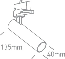 8W LED šviestuvas į bėgelius, juodas, 3000K, dimeriuojamas, 65108T/B/W