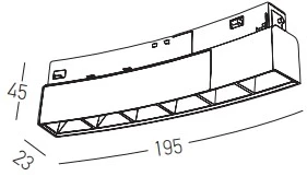 8W LED šviestuvas į lenktus magnetinius bėgelius ZAMBELIS, juodas, 3000K, DALI, 120cm diametro, 22104
