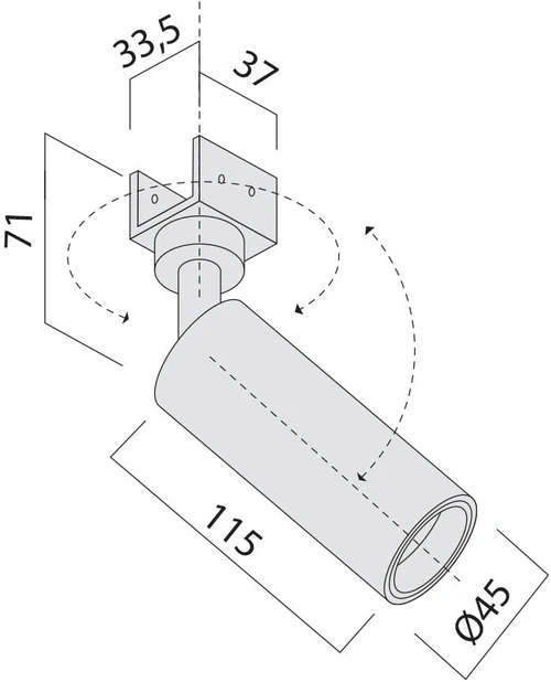 8W LED šviestuvas, montuojamas į XFORT bėgelį, 48V, juodas, 2700K, IP65, 45mm, dimeriuojamas, FRT31UWW SP SBK